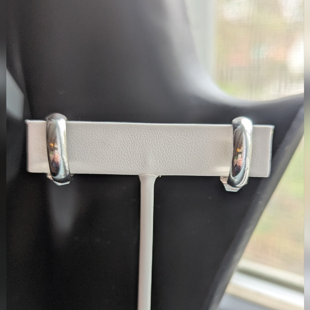 Monet Silvertone Clasp Hoop Earrings